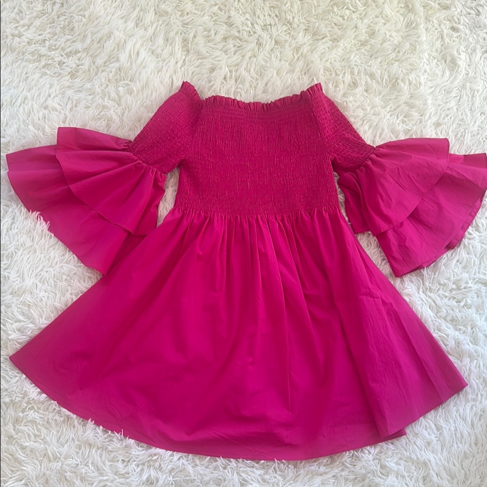 Elegant Fuchsia Off-Shoulder Dress